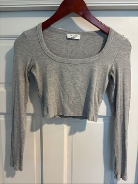 TIC TOC Gray Ribbed Long-Sleeve Crop Top